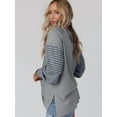thumbnail image 5 of Women Long Sleeve Tops Oversized Trendy Round Crew Neck Casual Color Block Womens Shirts Blouses Blue-Gray XXL, 5 of 7