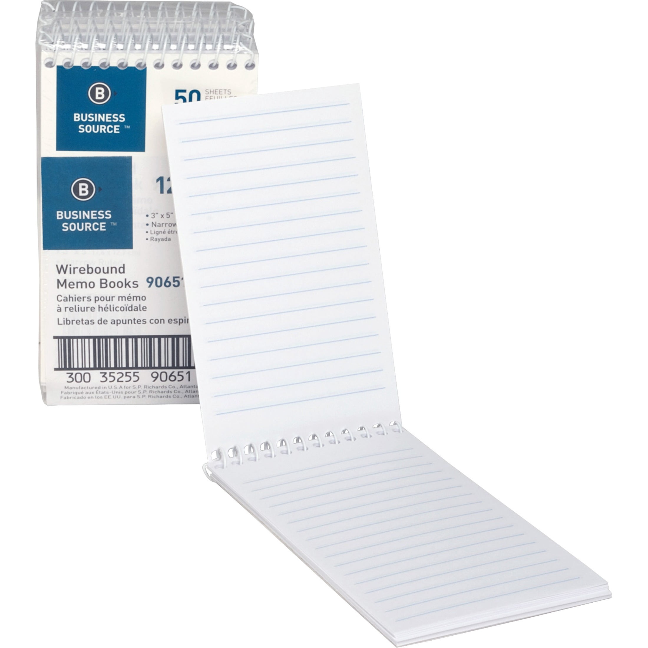 Business Source, BSN90651, Wirebound Memo Books, 12 / Dozen, White