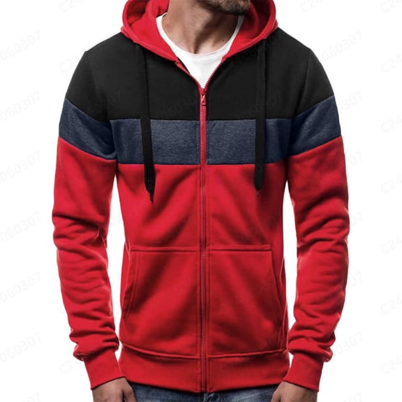Royisotas Pockets Jackets for Men Sports Hoodie Outwear Winter Zipper Long Sleeve Warm Mens Coats