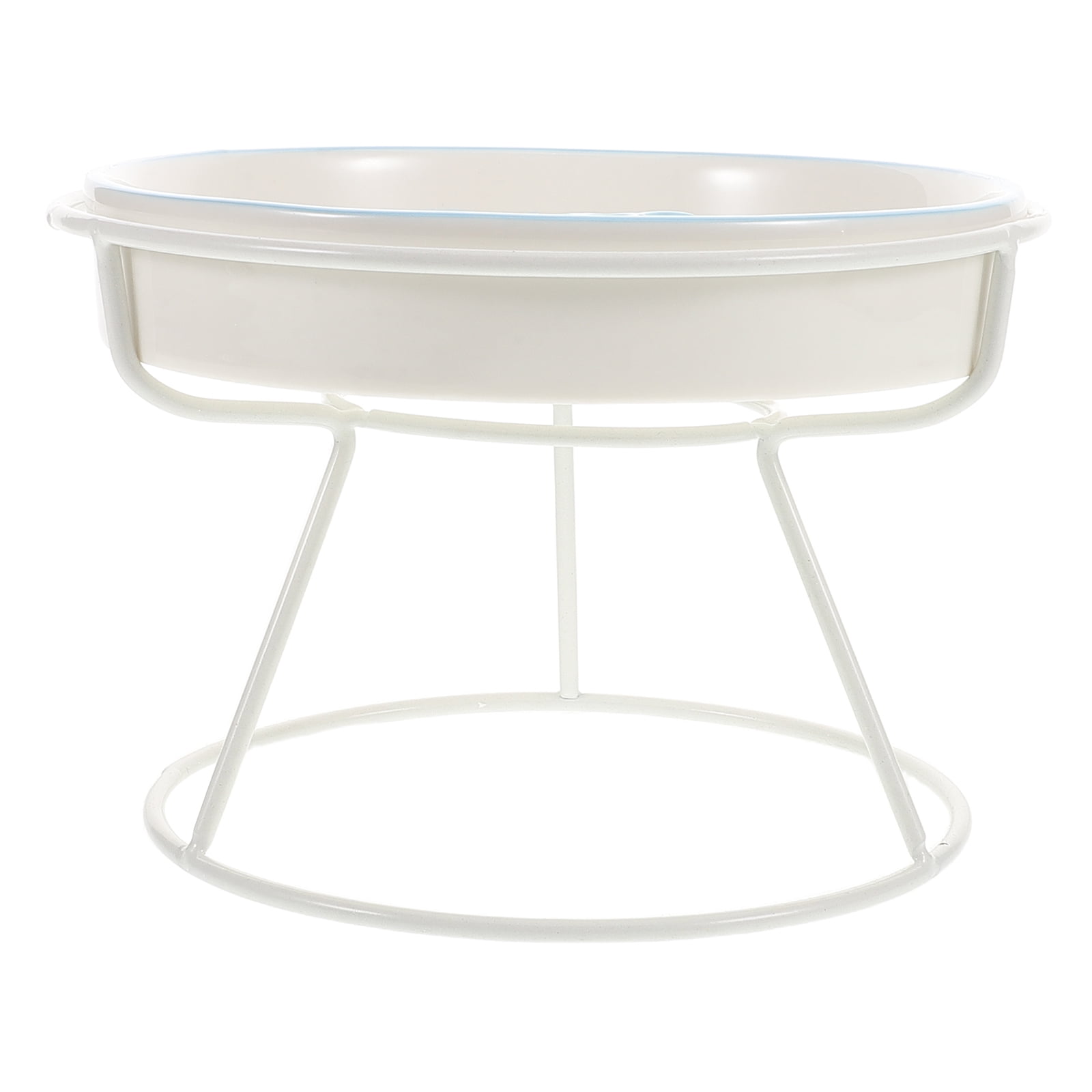TABLZONE Elevated Ceramic Pet Bowl with Iron Stand Slow Feeder Raised Feeding Station for Cats and Small Dogs