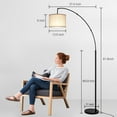 thumbnail image 5 of OUTON 81" Arc Floor Lamp with Remote for Living Room, LED Dimmable Modern Standing Lamps with 4 Color Temperatures, Adjustable Linen Shade, Tall Light for Bedroom (Black+Beige Shade), 5 of 10