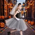 thumbnail image 5 of Zombie Bride Princess Dress with Layered Mesh Tulle and Gothic Accents for Halloween Themed Party and Stage Performance Light gray, 5 of 7