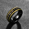 thumbnail image 4 of JQUEEN Men's 8mm Black and Broken Opal Tungsten Carbide Ring Inlaid Carbon Fiber Wedding Bands Ring, 4 of 5