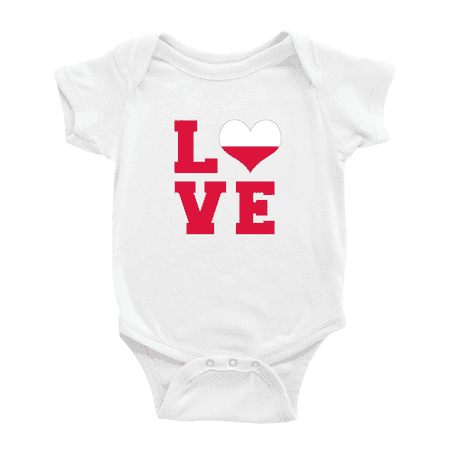 

Love Poland Flag Heart Cute Baby Rompers Baby Clothes (White 18-24 Months)