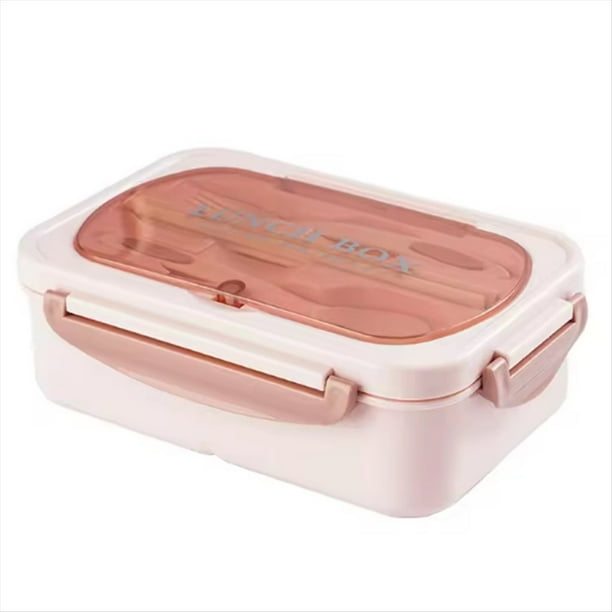 Lonchera con Vajilla para Oficinistas, Cuadrada, con Compartimentos para Microondas, Recipiente Hermético para Picnic, Color Rosa.