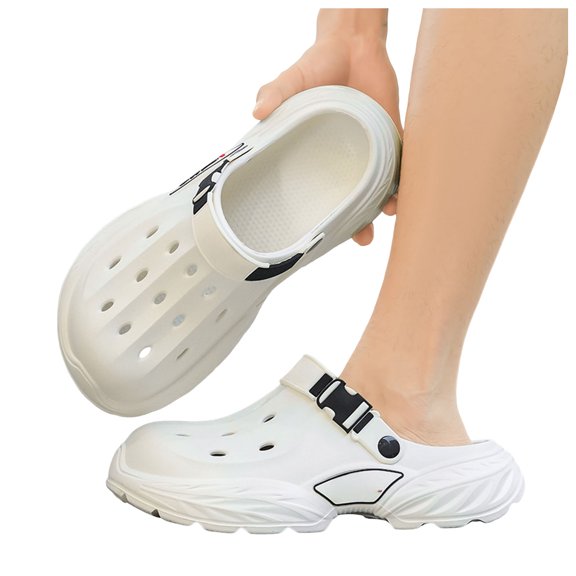 Rokment Mens Ortho Clogs Garden Shoes with Back Strap Lightweight Comfortable Chunky Pool Slides Bathroom Shower Water Sandals Closed Toe Beach Slippers