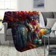 thumbnail image 3 of Bedding Blanket ，Colorful Demon Warrior Print Blanket，Fluffy Warm Throw Over, 3 of 4