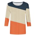 thumbnail image 3 of Scyoekwg Women's 3/4 Sleeve Tops Round Neck Three-Quarter Sleeve Tshirt Tops for Women Trendy Color Block Dressy Casual Blouse Lightweight Loose Tshirt Blouses (Orange,XXL), 3 of 3