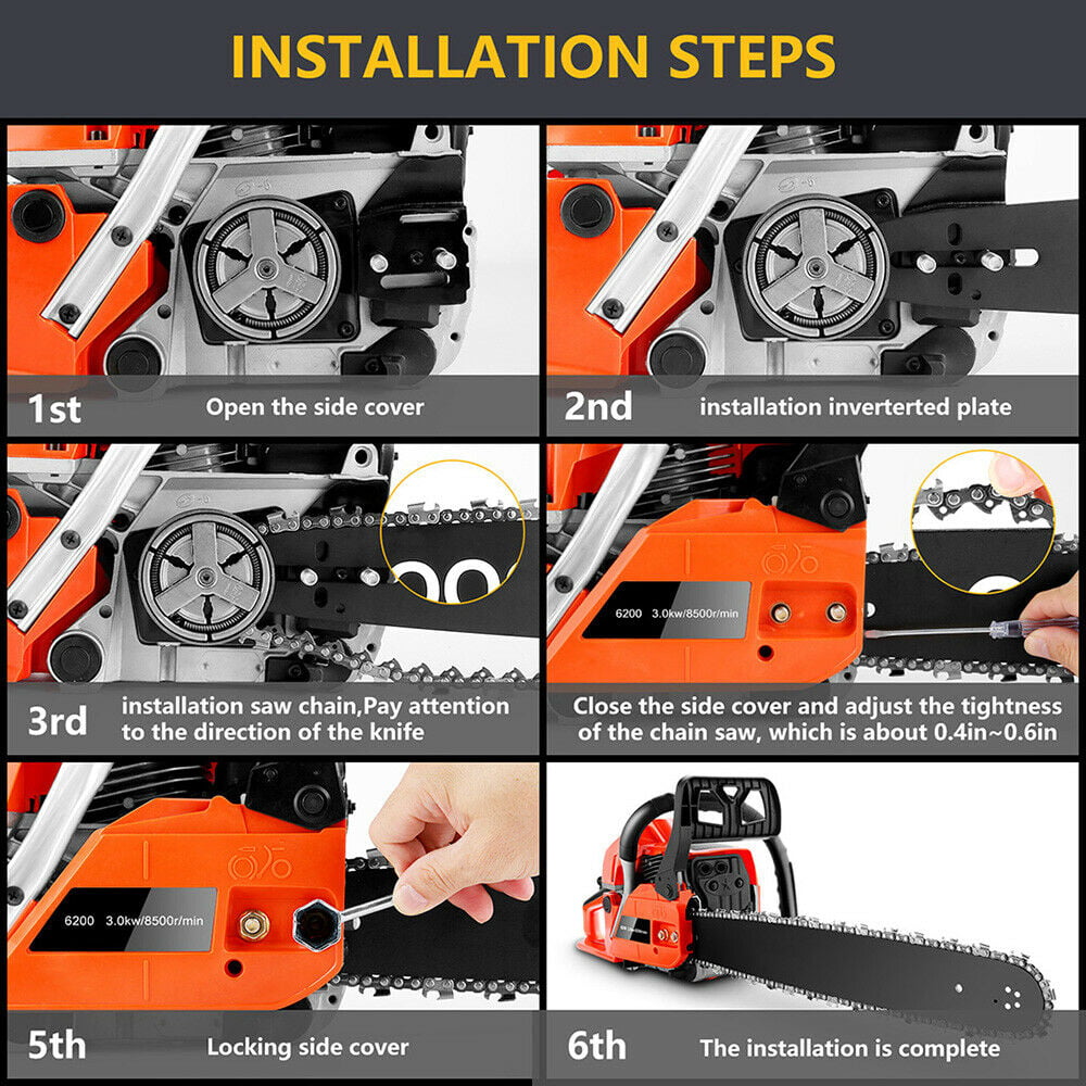 Details about   COOCHEER 62CC 20" Gas Chainsaw 2 Stroke Handed Petrol Chain Woodcutting 4 B e 15