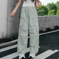 thumbnail image 2 of hlysgo Girls Parachute Pants Wide Leg Cargo Pant Y2K Streetwear Trousers with Multi Pockets Green Green,7-8 Years, 2 of 5