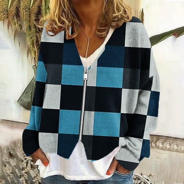 Chaqueta y abrigo informal de manga larga sin capucha para mujer, cárdigan cálido de moda con cremallera, chaqueta con cuello en V y manga larga, blusa para mujer