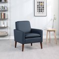 thumbnail image 2 of Modern Armrest Accent Arm Chair PU leather Single Sofa Club Reading Chair Upholstered,Navy, 2 of 9