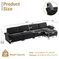 thumbnail image 5 of Zimtown Sectional L-Shaped Sofa with Ottoman, 6-8 Person Living Room Couch, 4 Seater and 1 Ottoman, Double-Layered Burlap, Black, 5 of 9