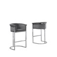 thumbnail image 3 of Chaise de Comptoir en Velours Gris Foncé (Simple) avec Base en Métal Chromé Argenté, 3 of 3