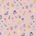 thumbnail image 1 of Pink Tulip Daisy floral Fabric - Daisy organic cotton Perennial Sold by the Quarter Yard, 1 of 3