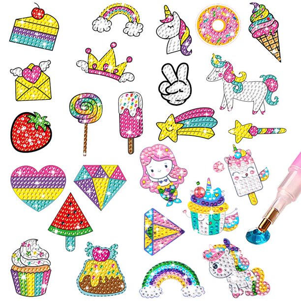 Diamond Painting Kit Cute Cartoon Mermaid Unicorn Dinosaur Diamond Stickers Paint by Numbers Big Gem Art Craft Toys For Kids heqiyong LED