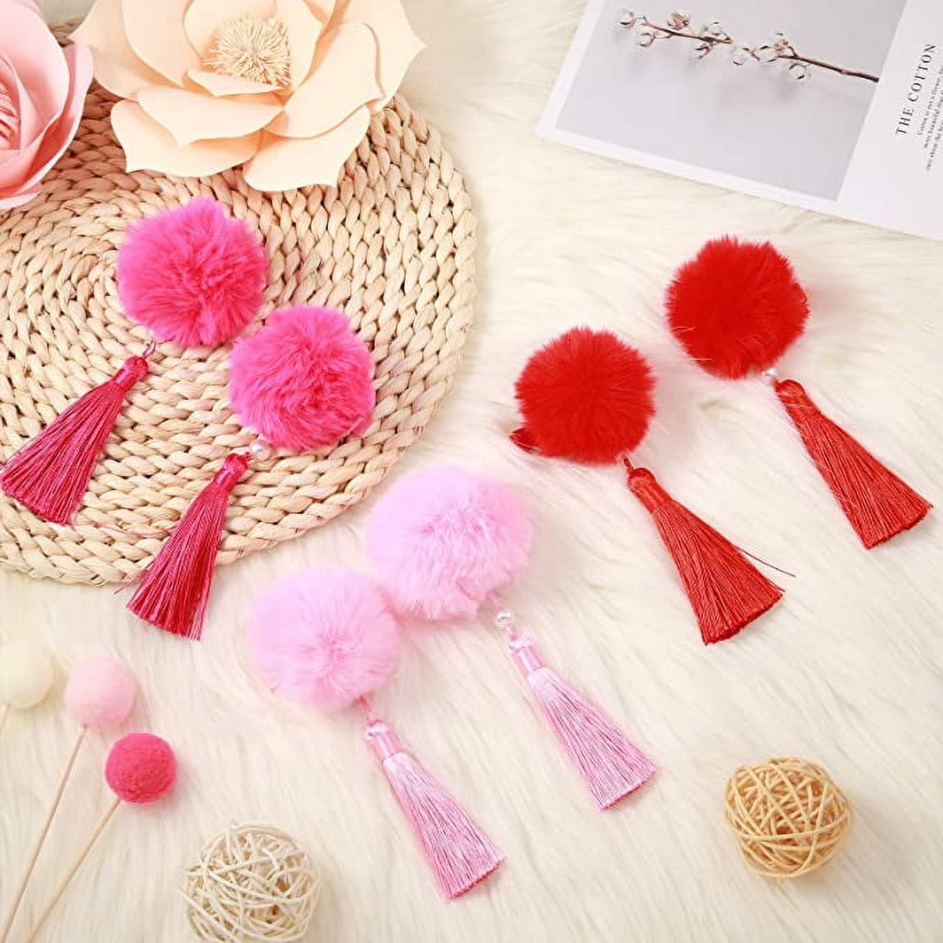 18 Pieces Ball Pompom Hair Clips 2 Inch Spring Fall Autumn Cute  Hair Barrettes Ludlz Ball Pompom Hair Clips Tie Fall Autumn Pompom Baby  main image 3