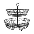 thumbnail image 2 of Fruit Basket Black Iron European Style Double Layer Fruit Storage Basket Removable Home Kitchen Snack Storage Holder, 2 of 20