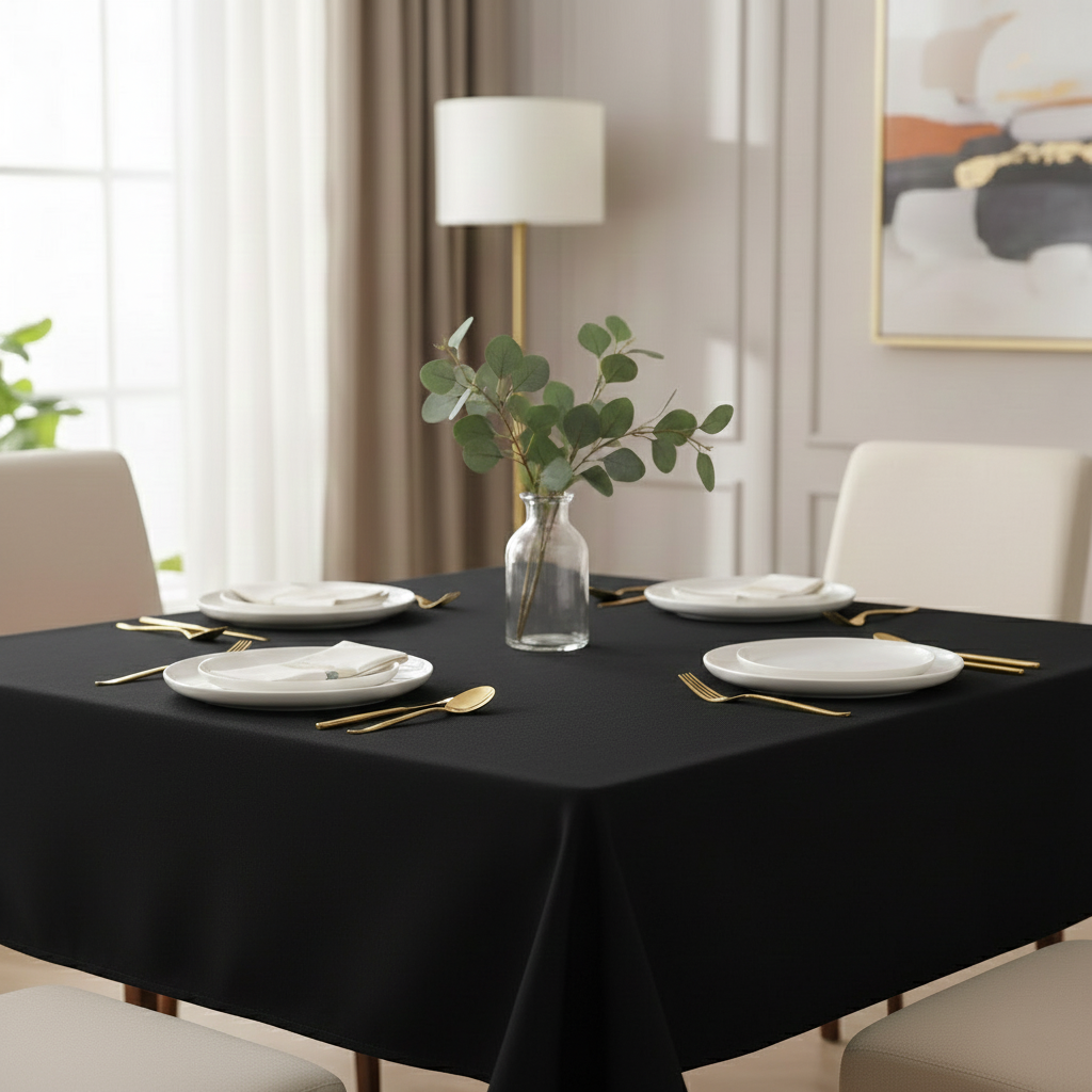 AK Trading Co. Polyester Square Tablecloth, 54 x 54 Inches, Black photo 5
