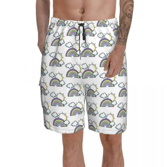 Cloud Board Shorts Swimming Trunks Polyester Men Beach Funny Swim Trunks