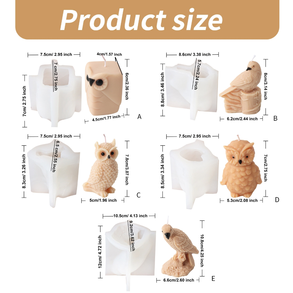 Geemin Standing Owl Silicone Mould Parrot Candle Molds Plaster Molds Ornament Molds