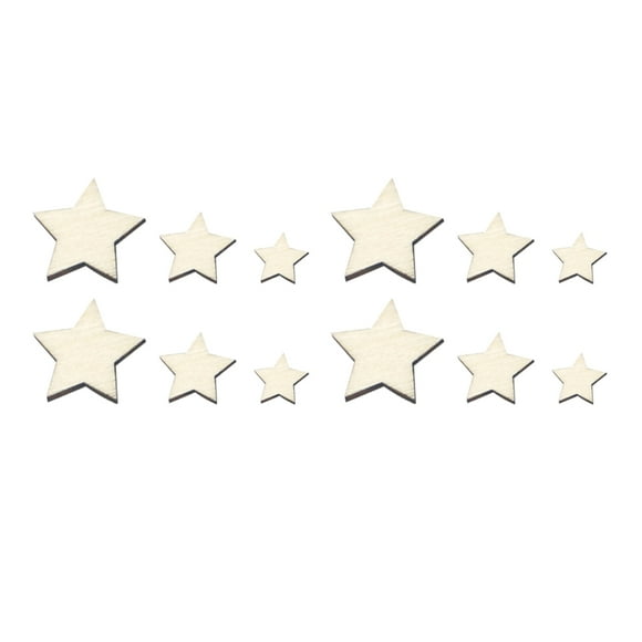 Mobutofu 300 Pcs Tranches de Bois en Forme d'Étoile pour Pendentif Diy et Fournitures du Nouvel An