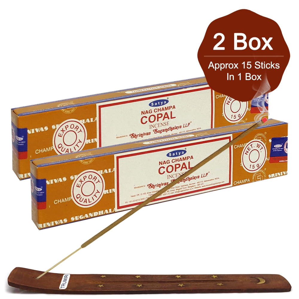 Satya Nag Champa Copal Incense Sticks - Box Of 12 (15g Each, 180g Total), 100% Natural, 40-45 Min Burn