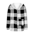 thumbnail image 5 of UVEASISHA Plaid Flannel Jacket Women Hooded Fleece Lined Winter Coats Trendy Full Zip Warm Sweatshirt Jackets Comfy Plush Hoodie Coat with Pockets Black S, 5 of 6