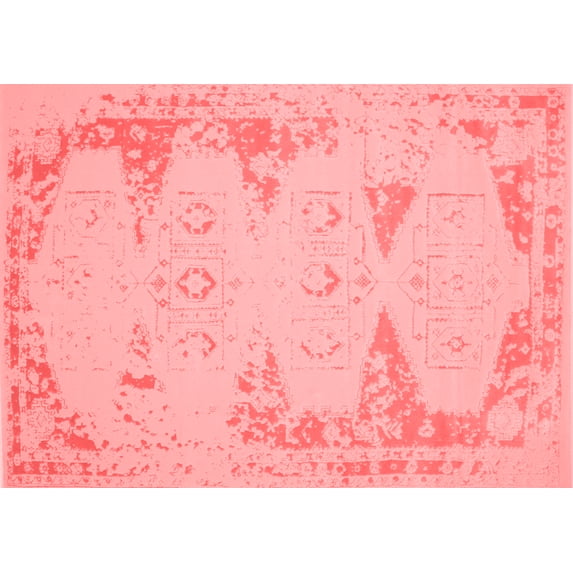 Ahgly Company Indoor Rectangle Abstract Red Contemporary Area Rugs, 8' x 10'