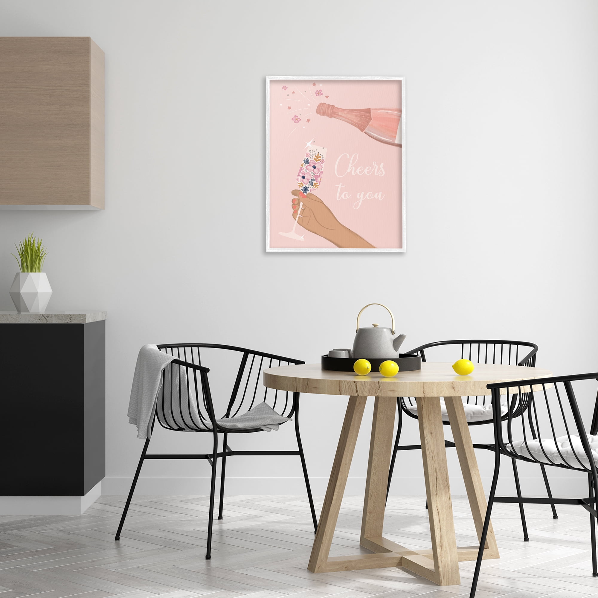 Stupell Industries Cheers To You Champagne Food & Beverage Painting White Framed Art Print Wall Art, 24 x 30