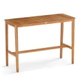 thumbnail image 1 of Costway 54" x 22" Acacia Wood Counter Height Table with Slatted Tabletop Footrest Crossbar, 1 of 9