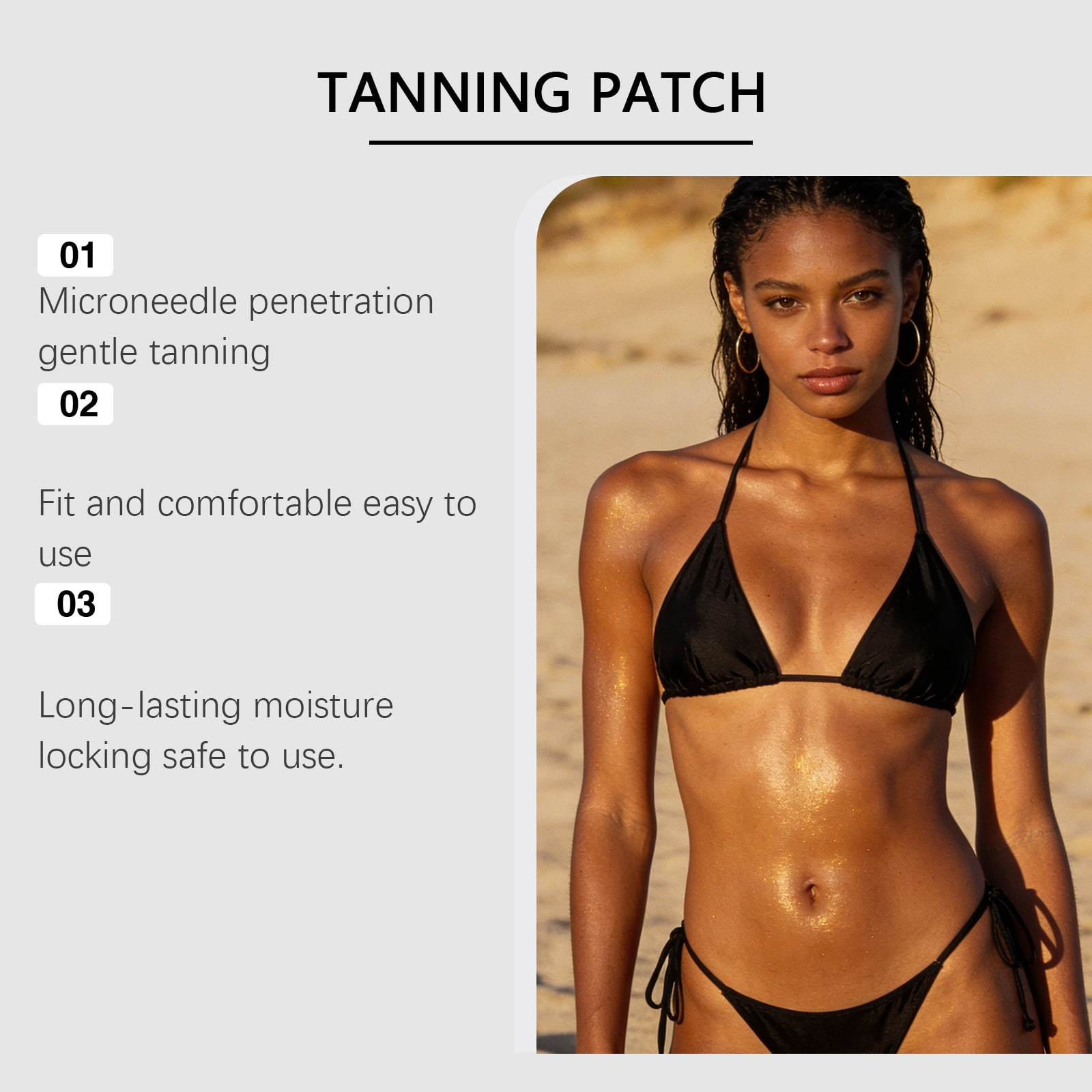 Sun-Free Micro-Needle Self Tanning Patches, Natural Bronze Glow, Hydrating, Streak-Free, Suitable for All Skin Types