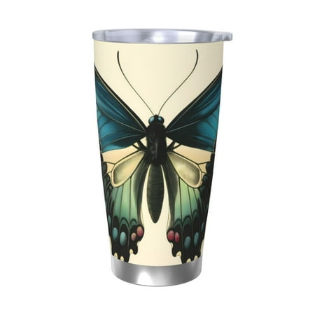 

Goofa Blue Black Butterfly Art for 20 oz Skinny Tumbler Stainless Steel Coffee Mug Slim Vacuum Insulated Travel Cup Car Cup-Without Straw
