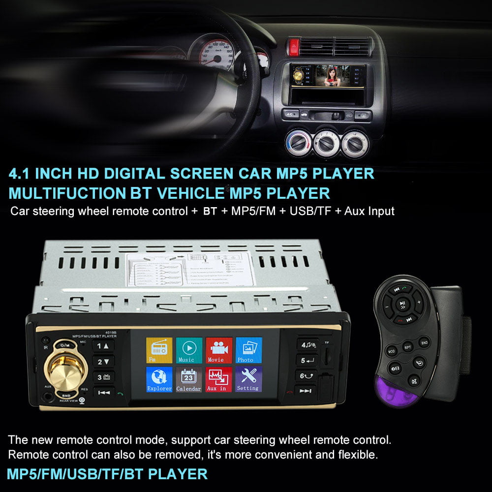 Steering Wheel Control 4.1'' TFT HD Digital Screen Car Radio MP5 Player BT USB 