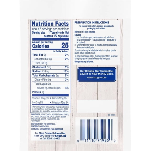 Kroger Thick & Zesty Spaghetti Sauce Seasoning Mix 1.37 oz - Pack of 1