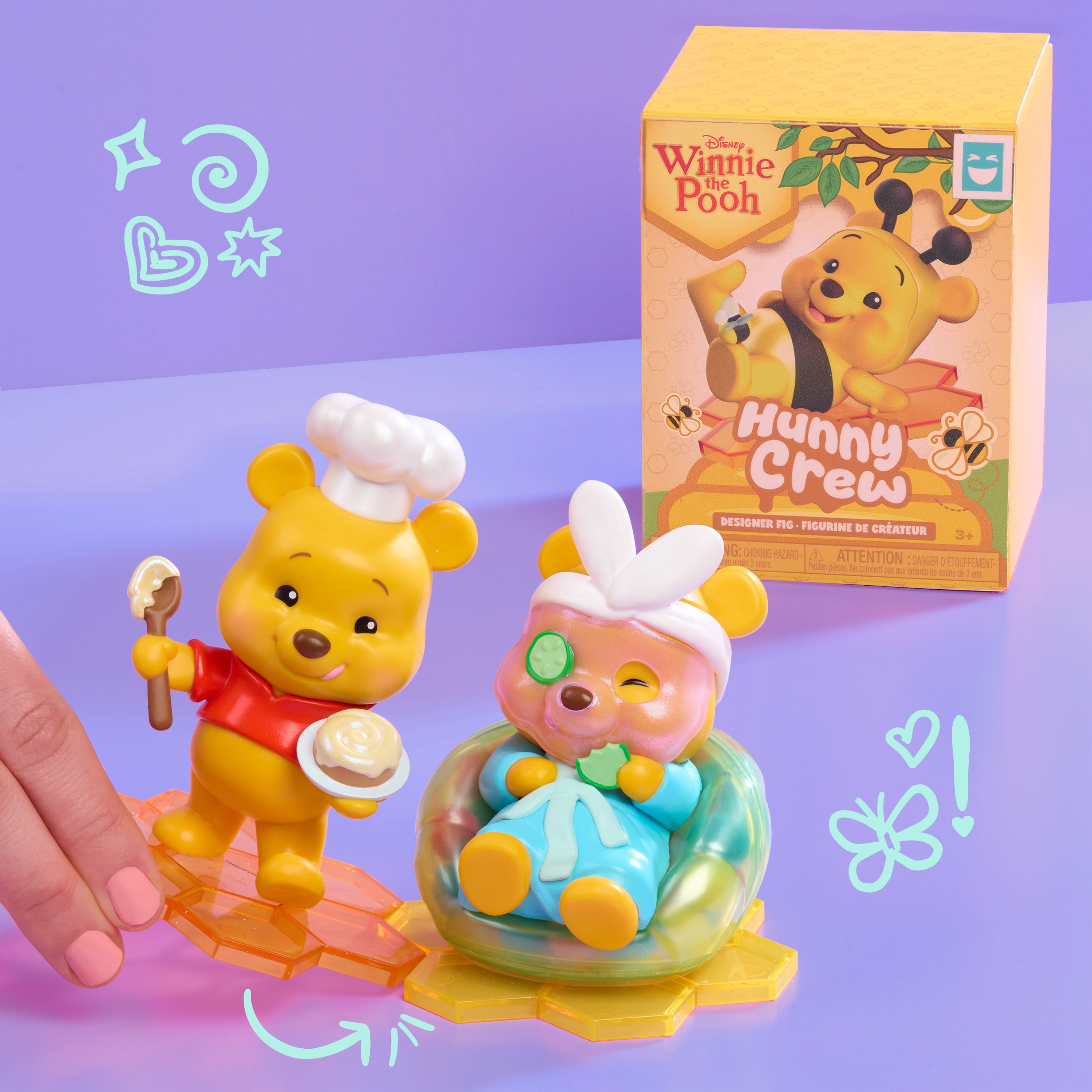 HAPPY HAUL Disney Winnie the Pooh Hunny Crew Designer Figures, Surprise Collectible Toy Figure in Blind Box with Shimmery Finishes, 4 Inches Tall, Short-Run Drop, Ages 8 and up