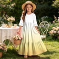 thumbnail image 7 of ersvoioy Girls Summer Party Dress Gradient Print Ruffle Cap Sleeve Round Neck A-Line Flowy Hem Sundress 4-14 Years, 7 of 7