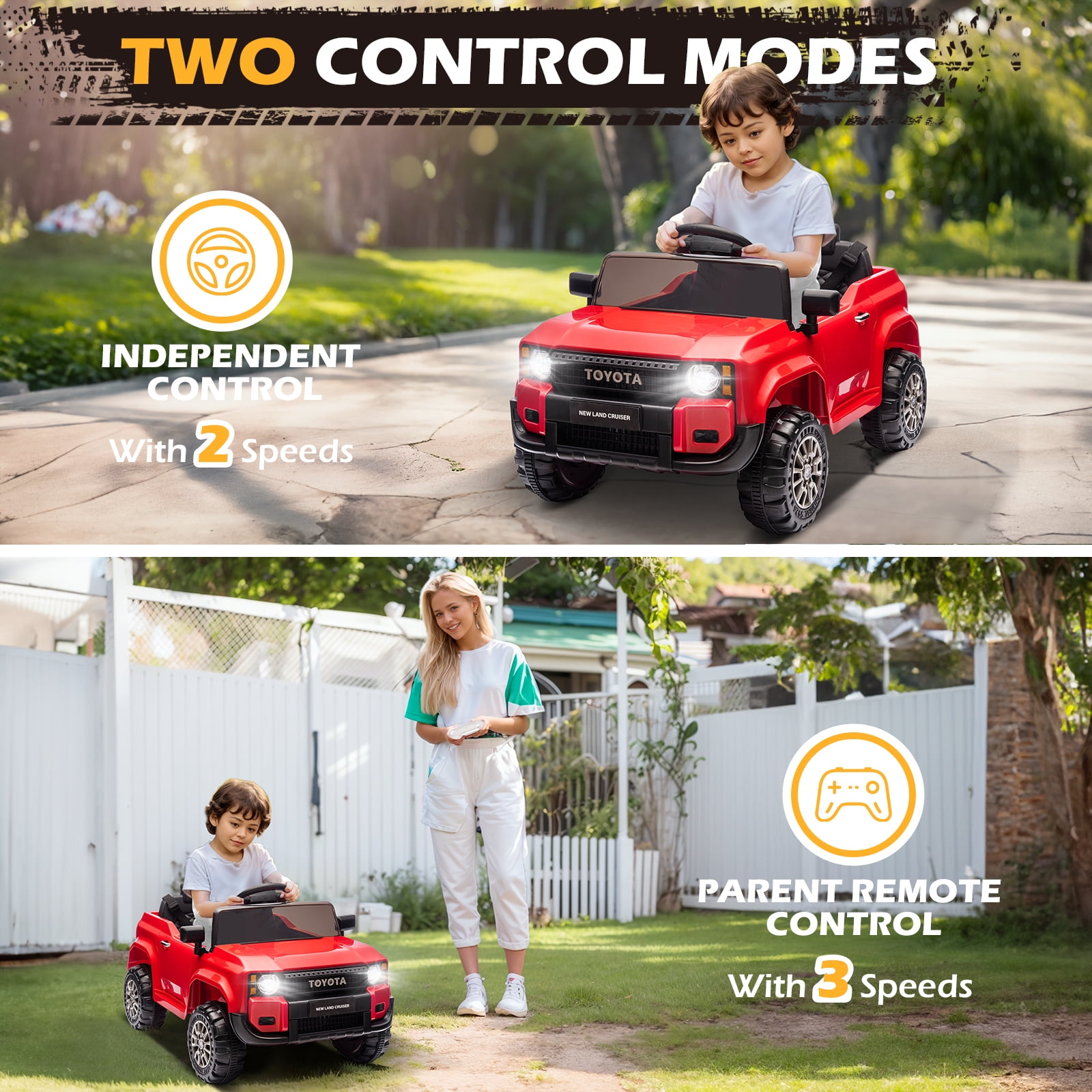 UBesGoo 12V Ride On Car Toys, Licensed Toyota Kids Powered Electric Car with Remote Control for Girls Boys, Red
