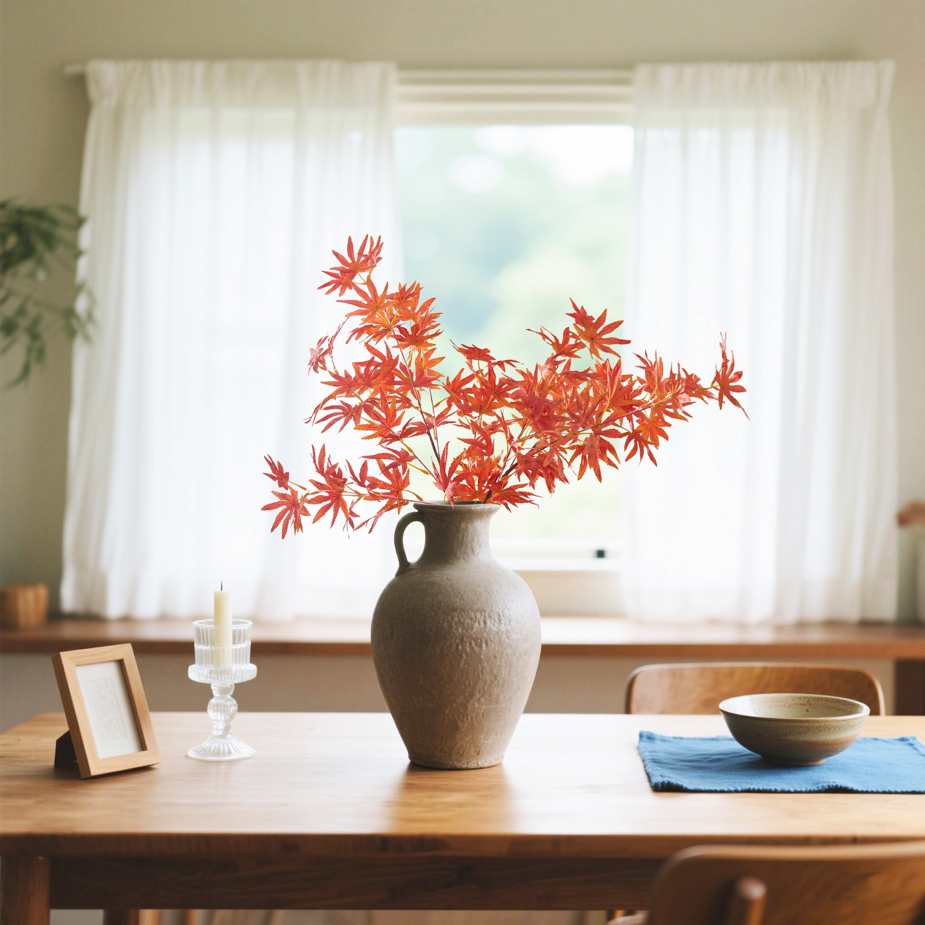 Mainstays 32 in Indoor Orange Maple Leaf Artificial Stem