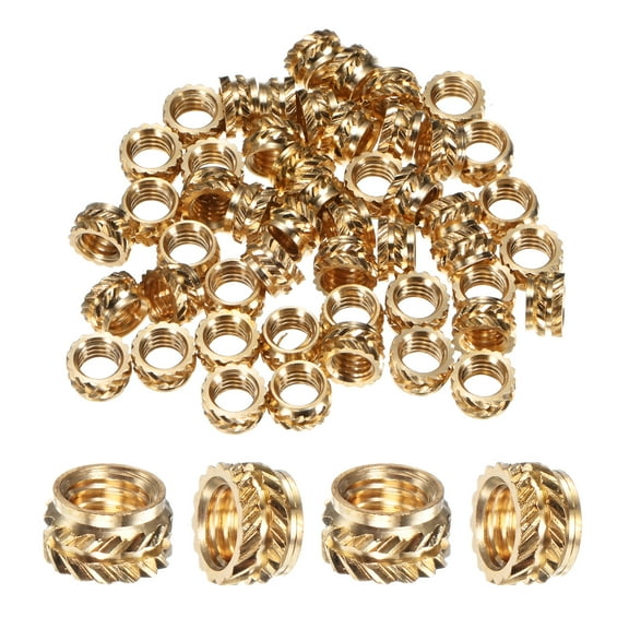 Uxcell 50-Pack Threaded Inserts - M5 x 4mm Brass Heat Set Insert Nuts 7mm OD