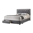 thumbnail image 1 of Lit Plateforme de Rangement en Velours Gris Foncé avec Faux Cristaux pour Jumeau, 1 of 3