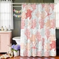 thumbnail image 6 of Coral Red Pastel Aqua Coastal Shower Curtain Set with Hooks, Ocean Animals Pattern Waterproof Fabric Bathroom Curtains Decor Home Accessories, Stall Long 54 X 78 Inch, 6 of 9