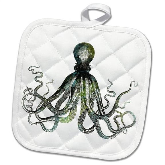 3dRose, Octopus Drawing On White Background, 8x8 Potholder