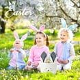 thumbnail image 5 of Easter Basket, Bunny Easter Baskets with Cute Rabbit Ears Stripe, Easter Gift Baskets (Plush-White), 5 of 12