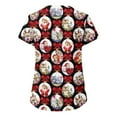 thumbnail image 3 of TIMIFIS Haut de Sarrau Rouge pour Femmes, Haut Cache-Cœur Imprimé de Noël pour les Fêtes, Chemise à Encolure, Bonhomme de Neige, Manches Courtes, Col en V, Tunique d'Infirmière pour le Travail, Blouse d'Uniforme de Travail avec Poches - Rouge Automne/hiver, 3 of 4