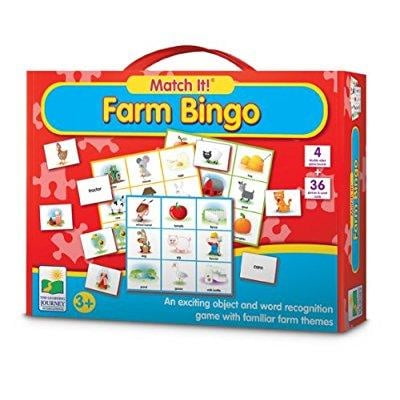 Life Picture Bingo - The Learning Journey Match It! Bingo - Farm - Reading Game for Preschool and Kindergarten 36 Picture Word Cards