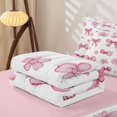 thumbnail image 5 of Manfei Cute Bow Cherry Blossom Zipper Twin Comforter Sets with Fitted Sheet and 2 Pillowcases,3D Cartoon Bowknot Print Zipper Bedding Set,Pink Reversible,4pcs, 5 of 7
