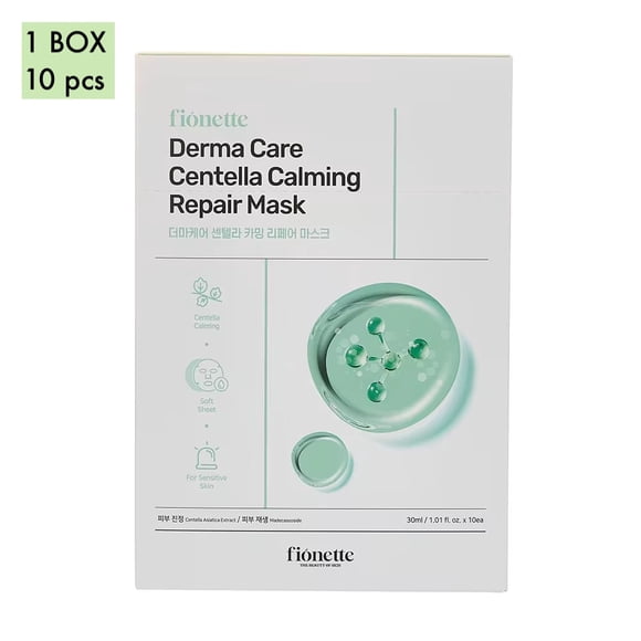 Masque en Feuille pour Peau Sensible, Masque Sans Parfum Non Parfumé, Masque Réparateur Apaisant Derma Care Centella, Masque Facial aux Céramides Madécassoside Kbeauty, 1 Boîte (10 Pcs)