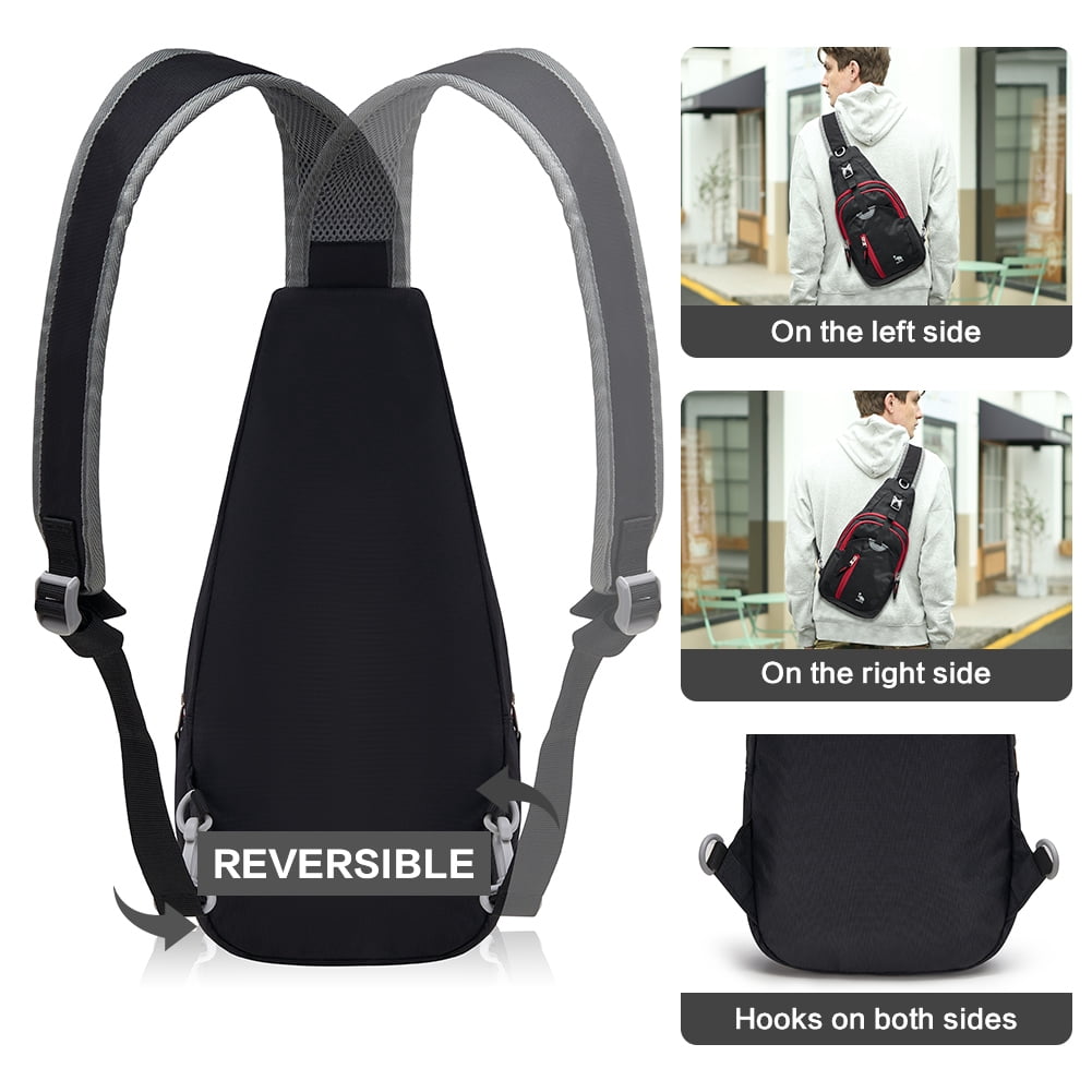OIWAS Sling Bag Crossbody Chest Pack for Men Women, Lightweight Travel Daypack, Black