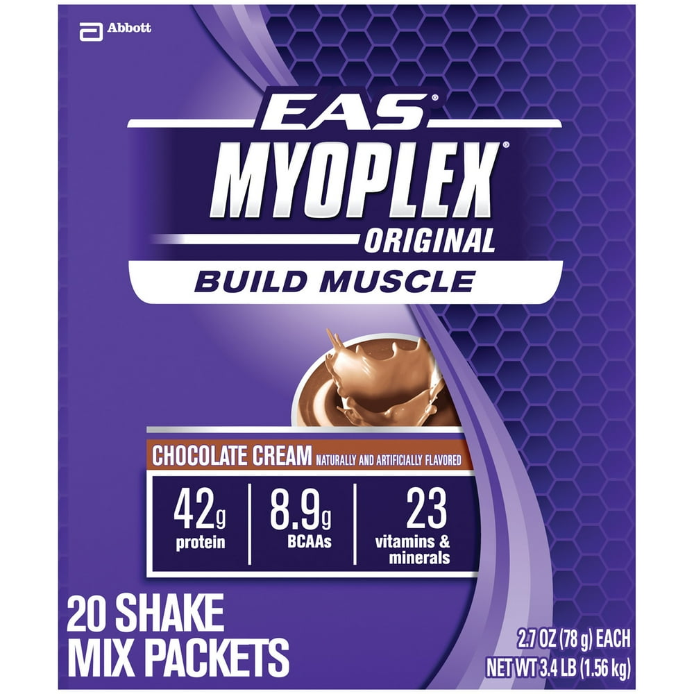 EAS Myoplex Protein Powder Packets, Chocolate Cream, 42g Protein, 20 Ct